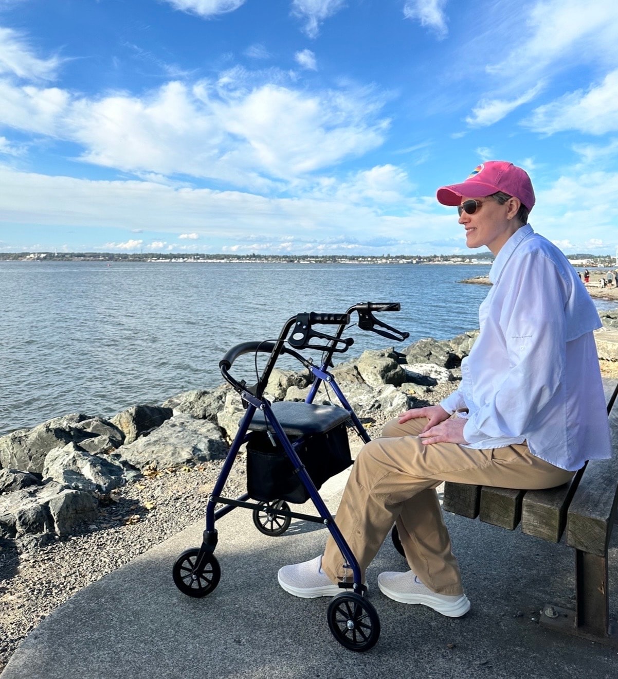 Nicole 'Nikki' Ocean sitting beside the Pacific Ocean at a cherished local park in Bellingham, Washington, September 2026
