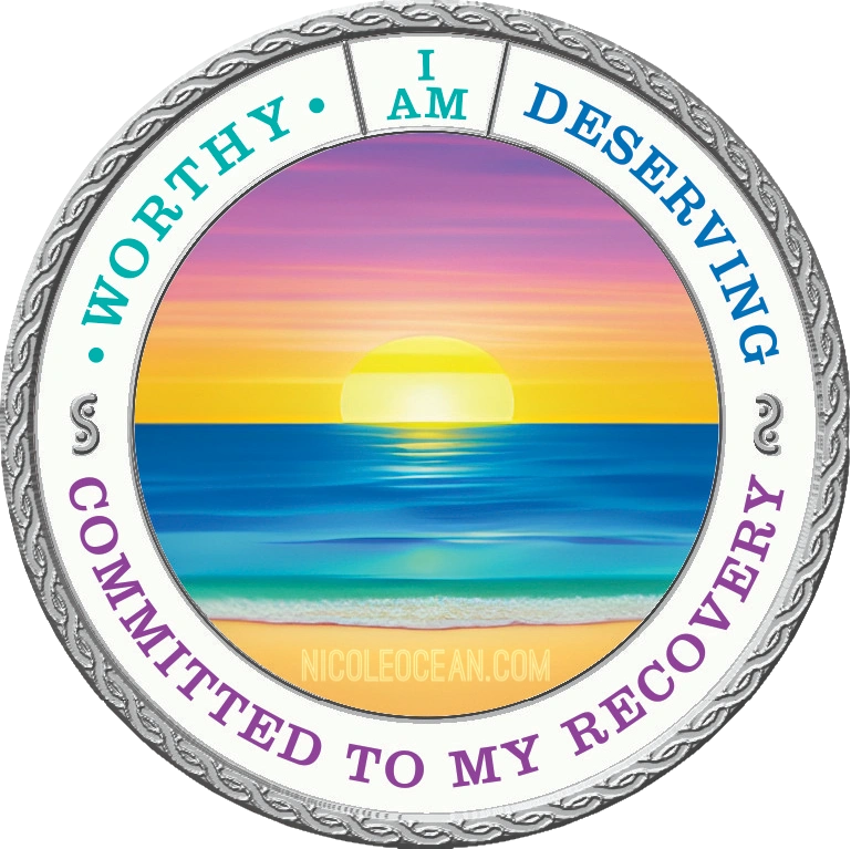 Original ED Recovery Coin — Beach Sunset side, 2023–2025 first version